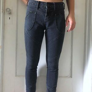 Free People Railroad Stripe Skinny Utility Jeans